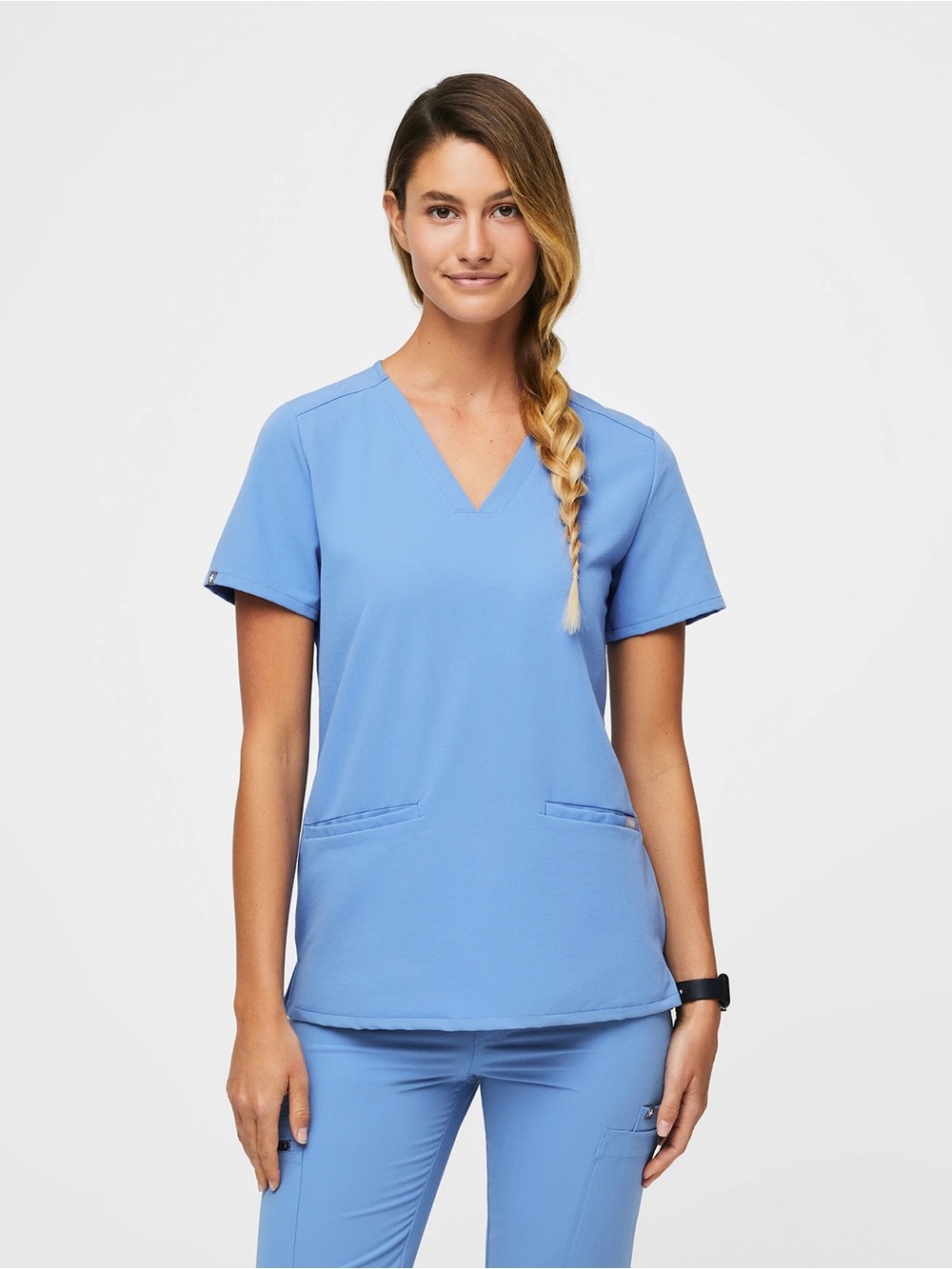 Figs Casma Scrub Top in Cecil Blue